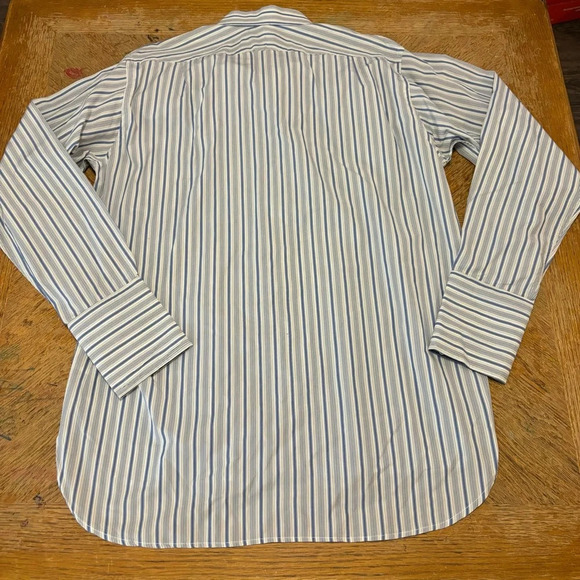 BURBERRY London Men's Button Up Dress Shirt Striped Blue White Size L - Picture 2 of 6